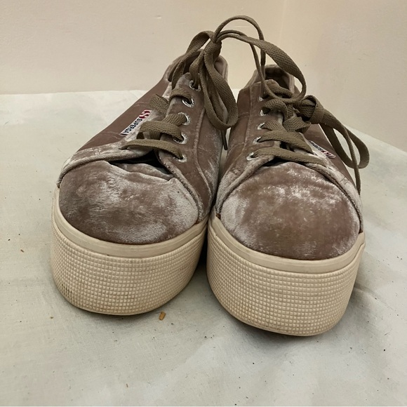 Superega silver velvet lace up platform sneaker size 6.5 - Picture 5 of 10